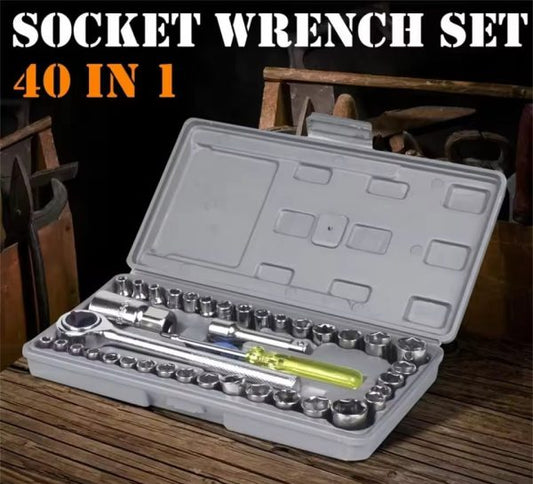 40pcs Aiwa Socket Wrench Tool Kit & Screwdriver And Socket Set