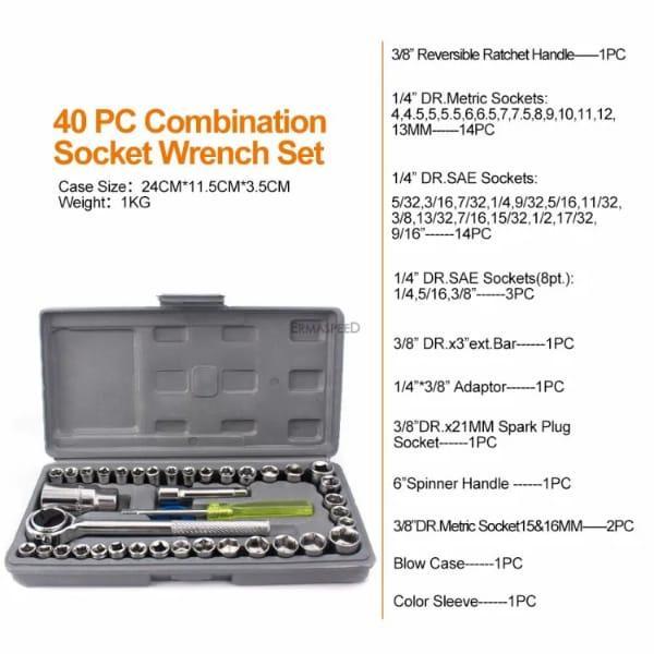 40pcs Aiwa Socket Wrench Tool Kit & Screwdriver And Socket Set